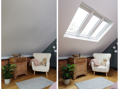 Avant-Après Chambre équipée d'une Verrière Atelier "3en1" Velux