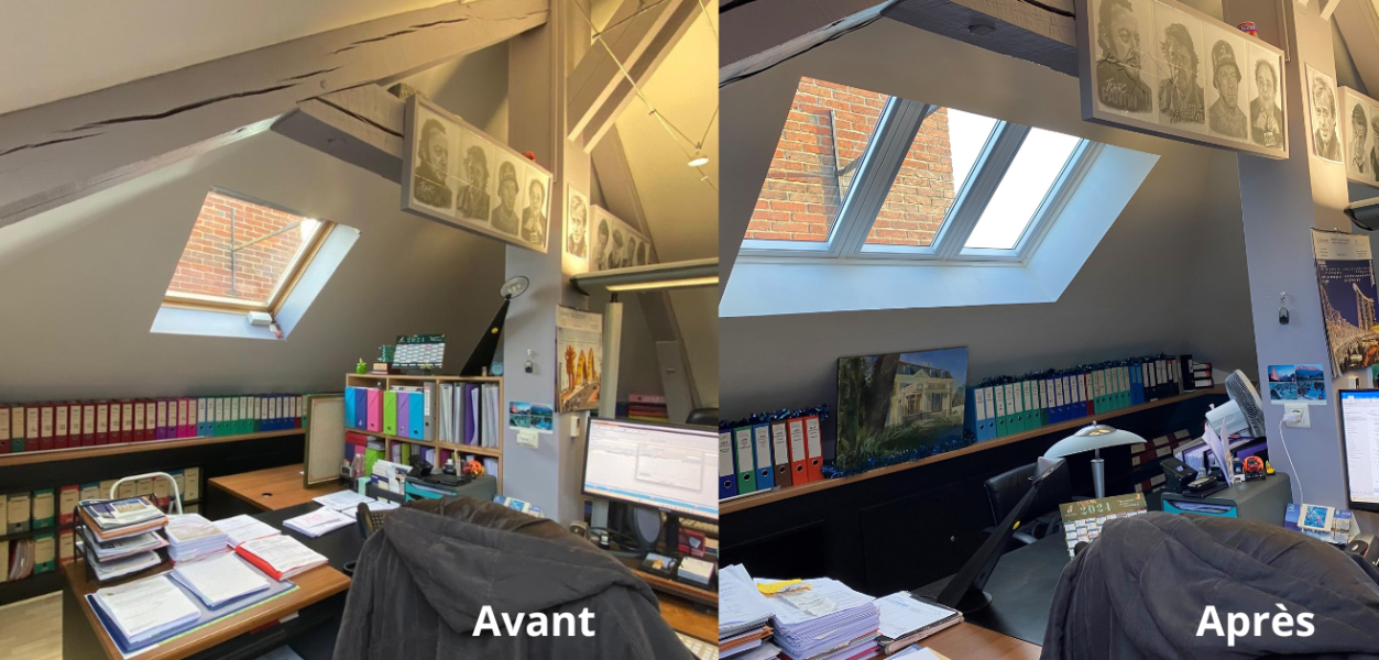 Fenêtres de toit : installation verrière velux dans des bureaux à chambourcy. Wilco Yvelines 78